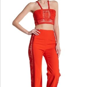 Free People Red Bella Lace Pants